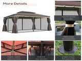10ft x 13ft Patio Gazebo-Coffee-AS 77275776