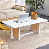 Chinese style white solid wood and imitation rattan coffee rectangular solid wood coffee low W1151128046
