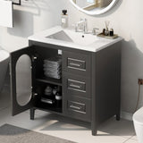 ZUN 30" Bathroom Vanity with Sink, Bathroom Vanity Cabinet with Two Drawers and Door, Adjustable Shelf, N725P170599B