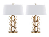 Linx 29" Contemporary Metal Table Lamp in Gold Metal and White Linen Shade from Grandview Gallery B202P224047