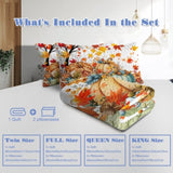 3PCS Colorful Oil Painting Pumpkin Pattern Quilt Set Queen Size for All Seasons Flower Fall Leaves 33445904