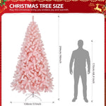 ZUN 8 FT Snow Flocked Hinged Christmas Tree, Unlit Artificial Christmas Pine Tree with 1450 Branch Tips 59435657