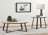White Faux Marble and Matte Black End Table B062P145601