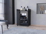 Willow Park Glass Door Bar Cart with Bottle Holder and Casters Black B062111724