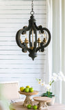 French Country Wood Chandelier, 6-Light Farmhouse Pendant Light Fixture with 28" Adjustable Chain W2078137918