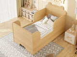 Toddler Floor Bed Frame, Cot Bed for Boys and Girls Ages 3-6, Bear Shape Toddler Bed,Natural W1580P373255