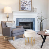 Ottoman Footstool Round Velvet Storage Stool Soft Vanity Chair with Memory Foam Seat, Small Side 01252640