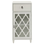 ZUN White Side Table with Drawer and Door B062P181405