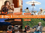Battery Portable Camping Fan 20000mAh Rechargeable Power Bank with 270&deg Rotation 78990918