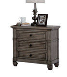 Wire-brushed Finish 1pc Nightstand Warm Gray Color Solid Wood 3-Drawers Bedside Table Transitional B011P162628