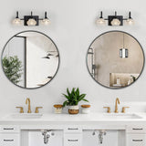 Retro 3-Light Bathroom Vanity Light Fixture - Black Finish with Crystal Glass Shades, Wall Mounted W1340P206720