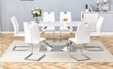 White PU Dining Chair Set.Uniquely designed white dining chairs. PU material, paired with silver W2920P225021