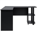 ZUN L-Shaped Wood Right-angle Computer Desk with Two-layer Bookshelves Black 84545998