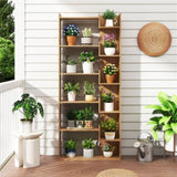 Natural 6-Tier Bookshelf Wooden Bookcase 40895702