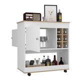 Camelia Bar Cart, Lower Panel, Six Bottle Cubbies, One Cabinet -Light Oak / White B20092081