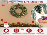 24" Pre-Lit Christmas Wreath - 20 Warm White LEDsPine ConesRed Berries 83366207