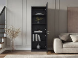 Tall Bookcase 71" H with 2 Doors, Five Interior Shelves, Black Wengue B097P480464