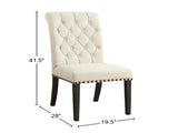 Set of 2 Fabric Upholstered Dining Side Chairs, Beige and Smokey Black B016P369245