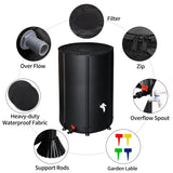 ZUN 100 Gallon Folding Rain Barrel Water Collector Black 34468059