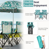 Portable Outdoor 2-Seat Folding Chair with Removable Sun Umbrella Pineapple 98412060