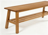 Light Brown Pine Wood Dining Bench with Storage Shelf, 100*30*45.5cm 85132120