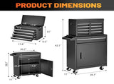 Tool Chest, 5-Drawer Rolling Tool Storage Cabinet with Detachable Top Tool Box, Liner, Universal 24371493