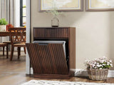 10-Gallon Woodgrain Tilt-Out Trash Can Cabinet Wooden Garbage Recycling Cabinet with Wave-Textured W2557P319051