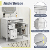 30'' Bathroom Vanity with Top Sink, Modern Bathroom Storage Cabinet with 2 Drawers and a Tip-out N710P206904Z