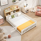 Headboard Storage Cabinet for Full-size Montessori Floor Bed Natural,Freely collocation W1716P181579