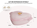 Enameled cast iron heart-shaped cooking pot, 24 cm inner diameter, 4 QT, gold heartshaped handle, 47502047