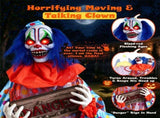5.6FT Halloween Animatronic Clown, Sound & Button Activated, Animated Moving Clown with Flashing Red 22346544
