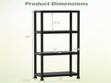 Black 4-Tier Garage Storage Shelf, PP Material 100LBS Per Shelf Tool-Free Assembly 69538229