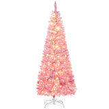 6ft Prelit Snow Flocked Artificial Christmas Tree with Pencil Shape, Pine Realistic Branches, Warm 81303007