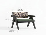 Mid-Century Modern Solid Wood Armchair with Upholstered Pattern Back and Padded Seat, Vintage Accent B2792P603474