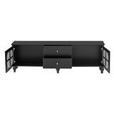 ZUN 68.9'' Modern TV Stand for TVs up to 75 Inches, Entertainment Center Media Console with Fluted Glass 79671336