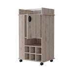 ZUN Allandale 1-Door Bar Cart with Wine Rack and Casters Light Gray B062111722