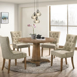 Beige and Salvaged Oak Tufted Back Parson Chairs B062P182743