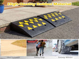 2 Pcs Heavy Duty Rubber Curb Ramp with Drain Channel & Reflective Strips for Driveway - M 57470856