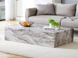 39.37 * 21.65 inch gray marble patterned MDF rectangular coffee table, stable, waterproof and easy W1151P476956