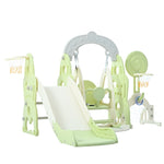 ZUN Toddler Slide and Swing Set 6 in 1, Kids Playground Climber Playset with Soccer Goal, 2 Basketball PP312508AAF