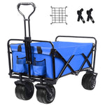 ZUN Collapsible Wagon Cart Heavy Duty Foldable Wagon with Big Wheels for Sand All-Terrain Utility T3060P248484