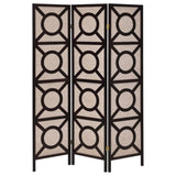 Tan and Cappuccino Circle Pattern 3-Panel Folding Screen B062P153652