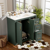 36'' Bathroom Vanity with Ceramic Sink Combo, Solid Wood Frame Bathroom Storage Cabinet, N710P243327F