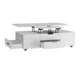 Modern Lift-Up Coffee Table with 2 Stools Set for Living Room Expandable Hidden Storage Drawers 54425820
