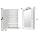 ZUN Single Door Mirror Indoor Bathroom Wall Mounted Cabinet Shelf White 90390074