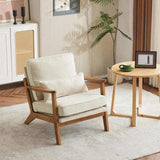 Oak Armrest Oak Upholstered Single Lounge Chair Indoor Lounge Chair Off-White 68954457