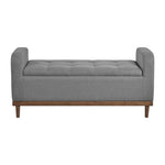 ZUN Mid-Century Modern Lift Top Storage Bench 1pc Tufted Gray Upholstered Solid Wood Walnut Finish B011P192193