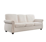 Soft Velvet Sofa, Upholstered 3 Seater Couch with High-Density Foam, Loose Back Cushions and Solid B2735P292318