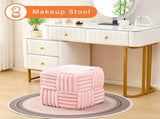Square Ottoman Foot Stool Corduroy Vanity Chair Bench with Padded Woven Footrest for Entryway Living 72104168