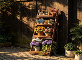 4-Tier Ladder Plant Stand, Foldable Premium Fir Wood Flower Pot Rack, A-Shaped Reinforced Display 60951620